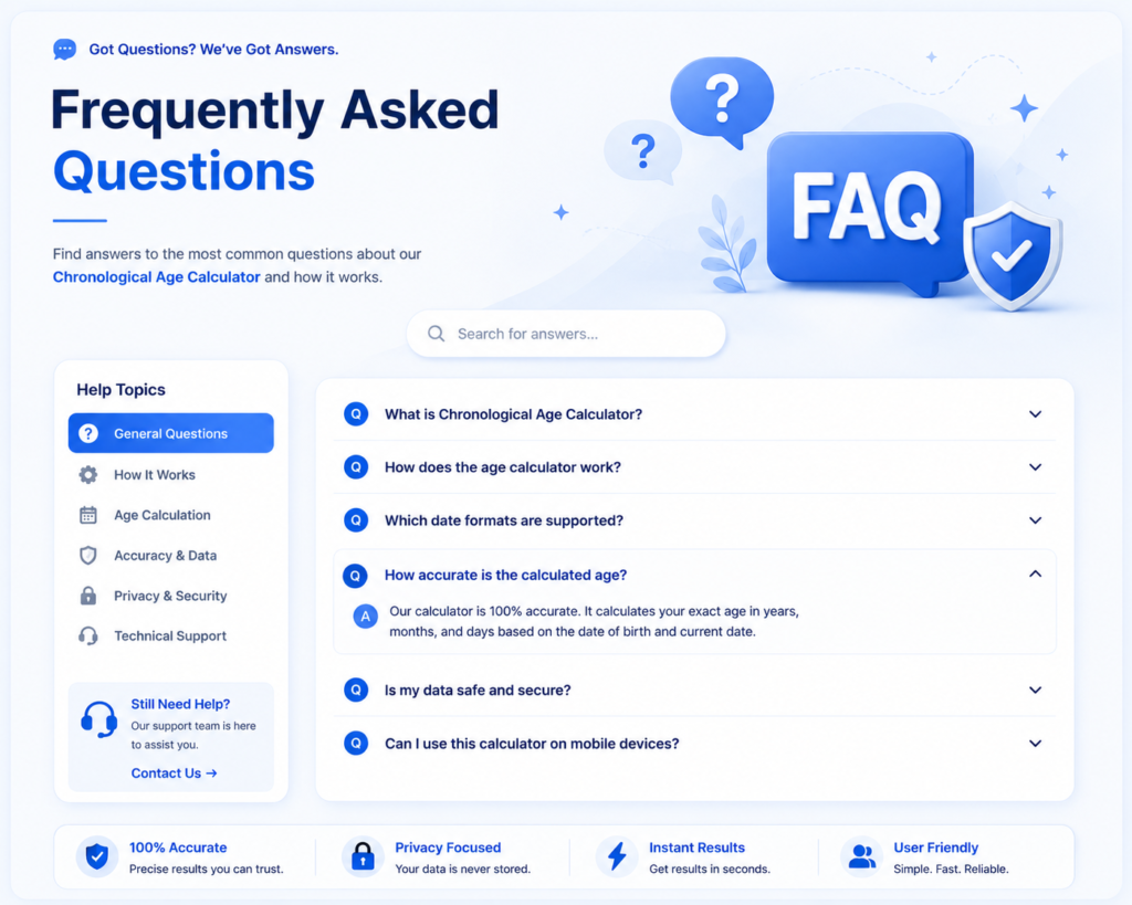 Frequently Asked Questions | Chronological Age Calculator