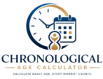 “Chronological Age Calculator logo with clock and calendar icon representing accurate age calculation in years, months, and days”